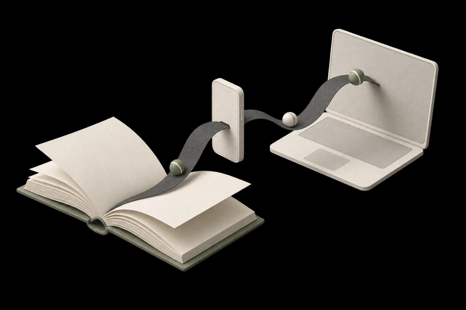Conceptual illustration of saved reading moving between devices